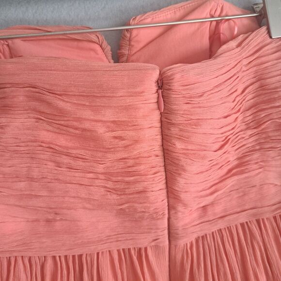 J.Crew Rose Pink Nadia Dress Women’s 10 Silk Chiffon Strapless Peach Romantic - Picture 10 of 12